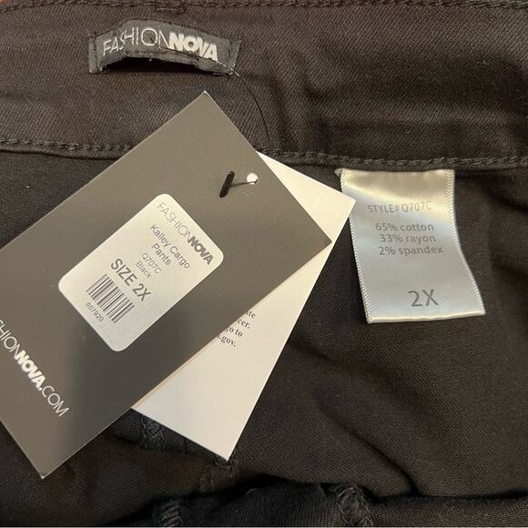 Fashion Nova Black Kalley Cargo Pants Size 2X NWT - Picture 6 of 7